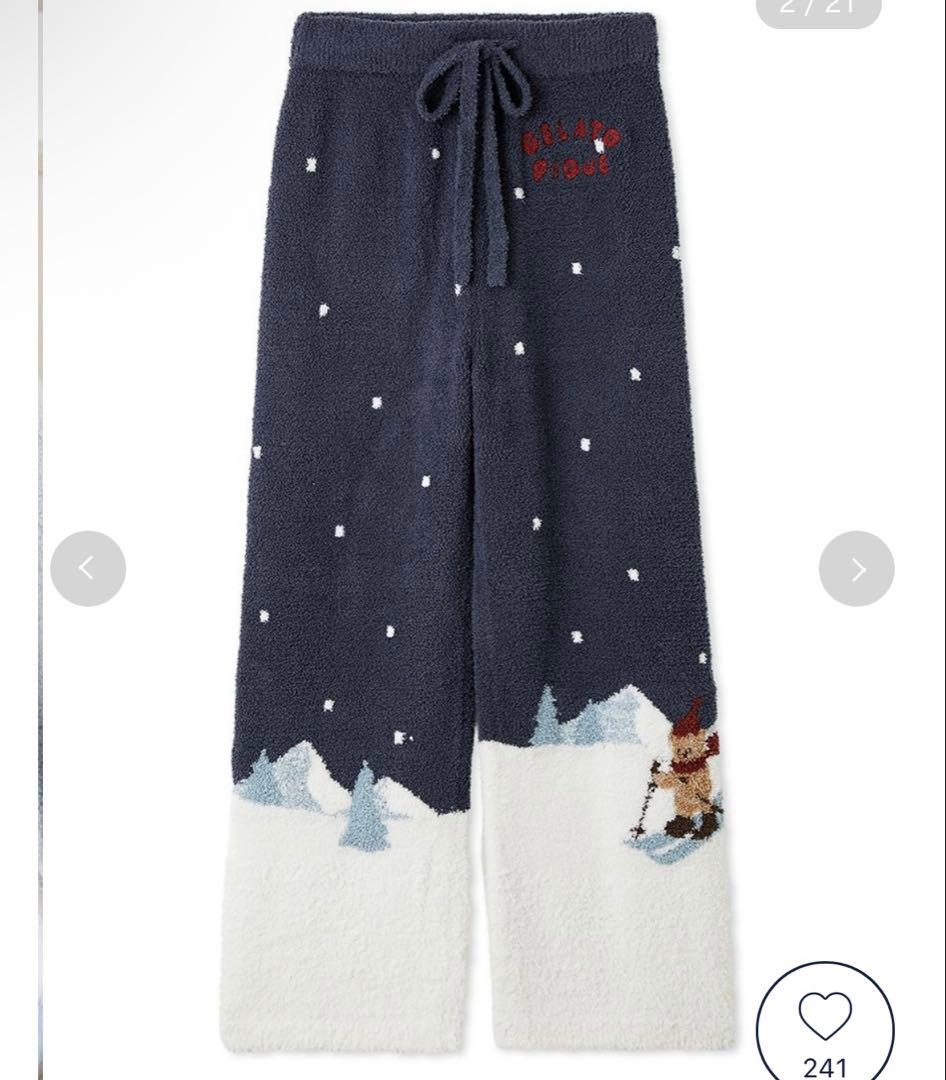 ジェラピケ HOLIDAY スキーベアジャガードプルオーバーロングパンツ セット