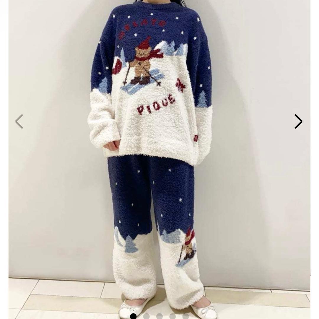 ジェラピケ HOLIDAY スキーベアジャガードプルオーバーロングパンツ セット