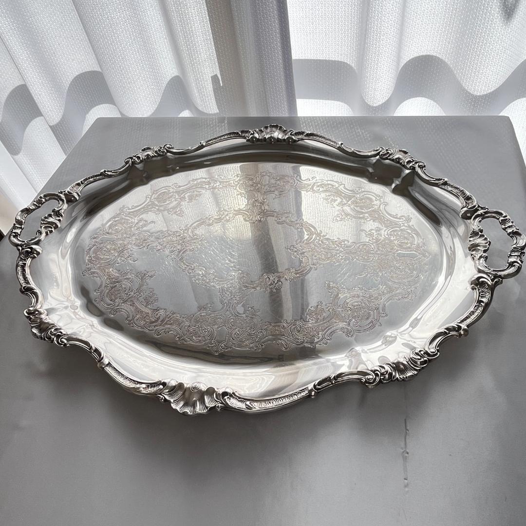 【Gorham】ギャラリートレー【シルバープレート】67cm 特大型