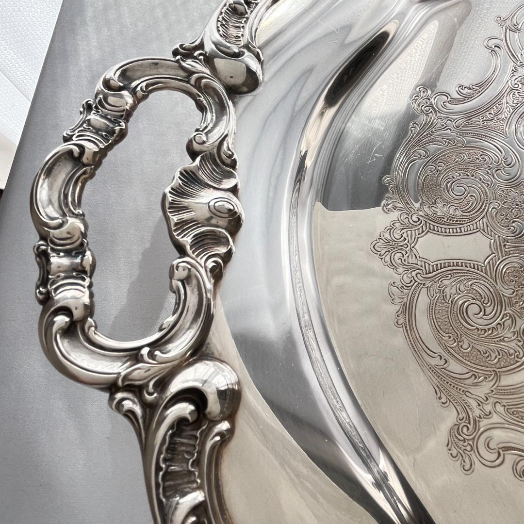 【Gorham】ギャラリートレー【シルバープレート】67cm 特大型