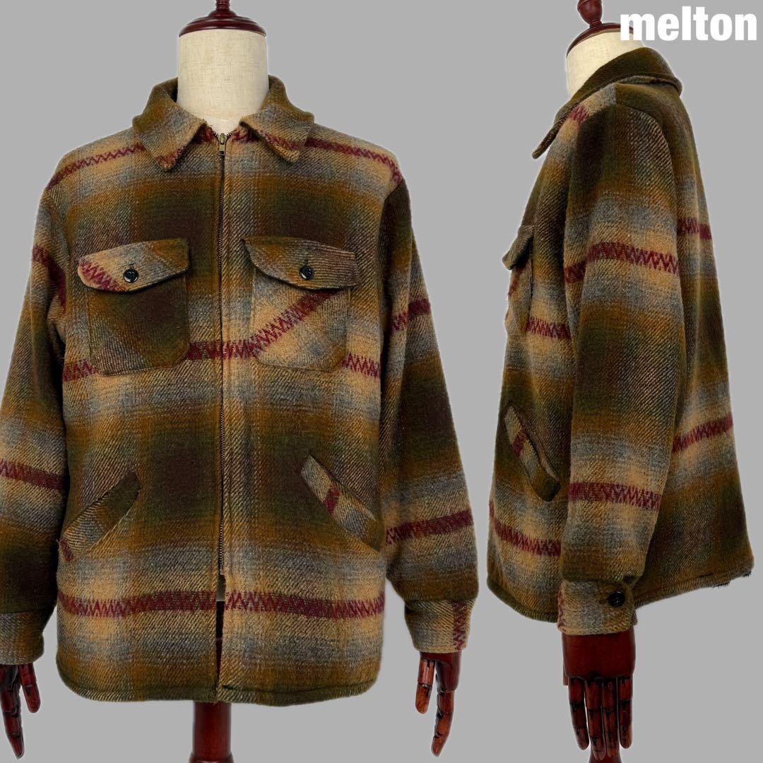 melton 70s USA製 オンブレ CPO ウールジャケット メルトン