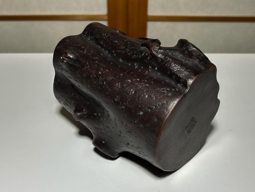 中国宜興 朱泥 切株 筆筒 筆立 書道 陳鳴遠 骨董品