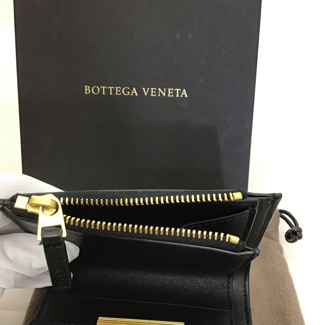 ❣️未使用❣️BOTTEGA VENETAボッテガヴェネタレザー三つ折り財布ブラック
