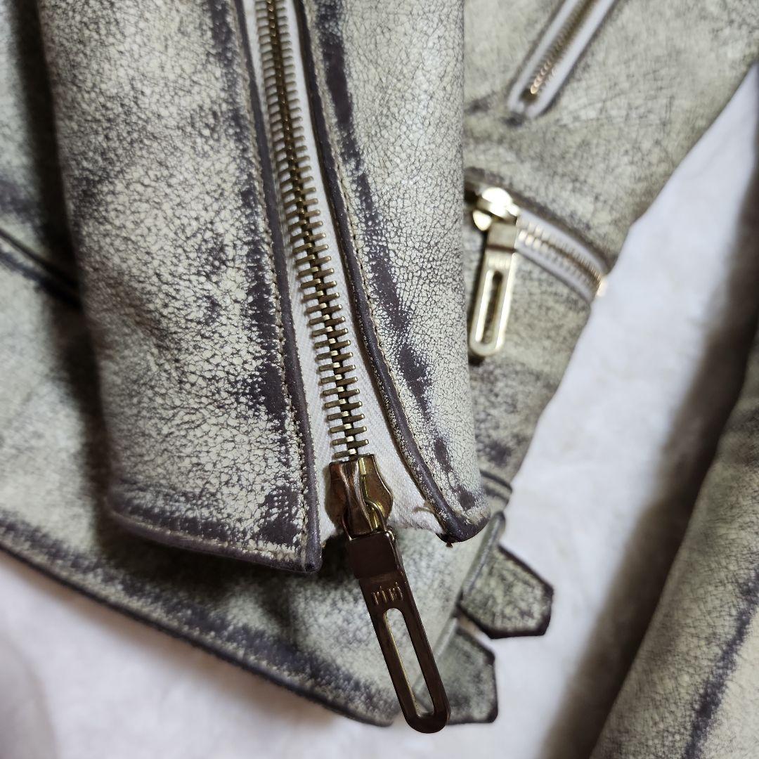 galaabenD　ガラアーベント　クラッシュ加工ダブルライダースジャケット　M