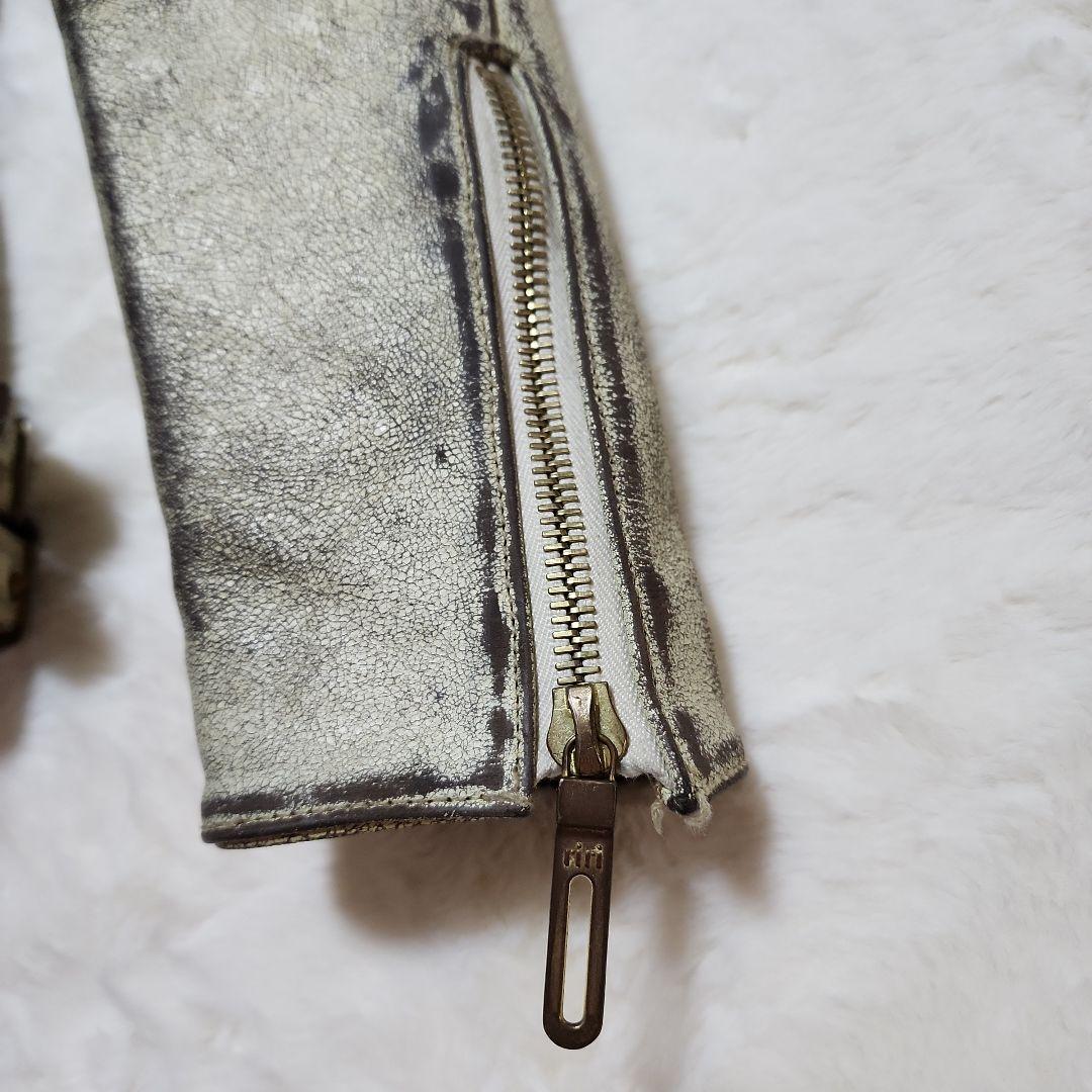 galaabenD　ガラアーベント　クラッシュ加工ダブルライダースジャケット　M