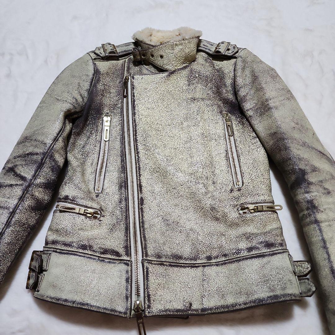 galaabenD　ガラアーベント　クラッシュ加工ダブルライダースジャケット　M