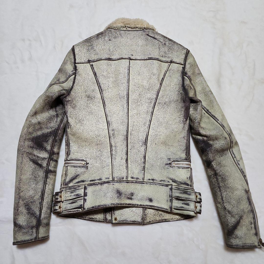 galaabenD　ガラアーベント　クラッシュ加工ダブルライダースジャケット　M