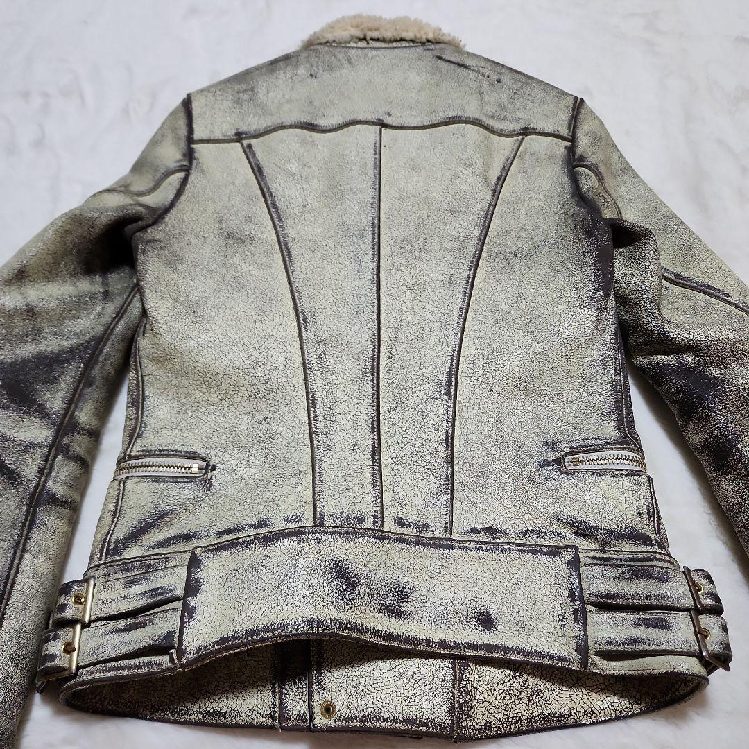 galaabenD　ガラアーベント　クラッシュ加工ダブルライダースジャケット　M