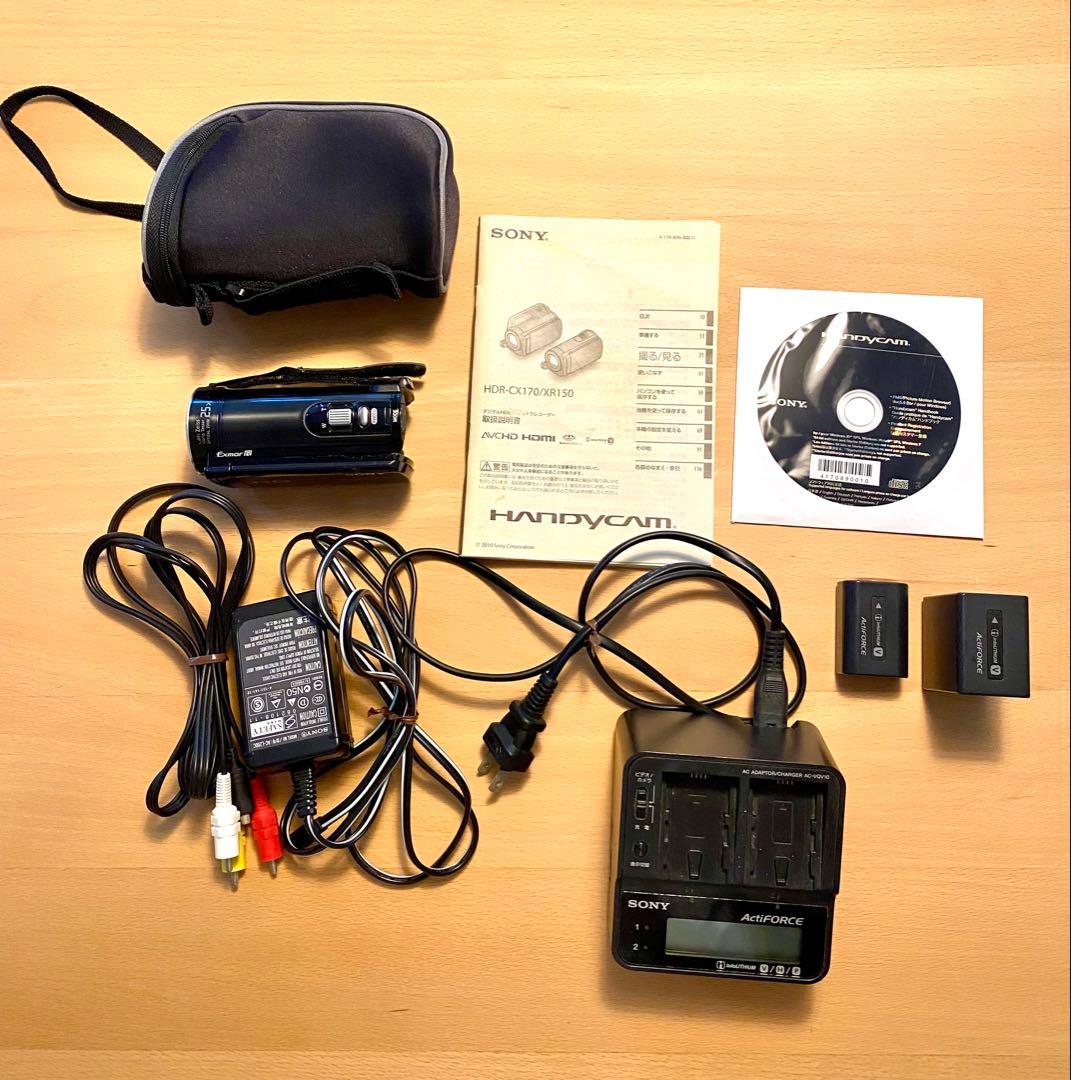 SONY HDR-CX170ビデオカメラ・純正充電器・バッテリー2個・ケース付き
