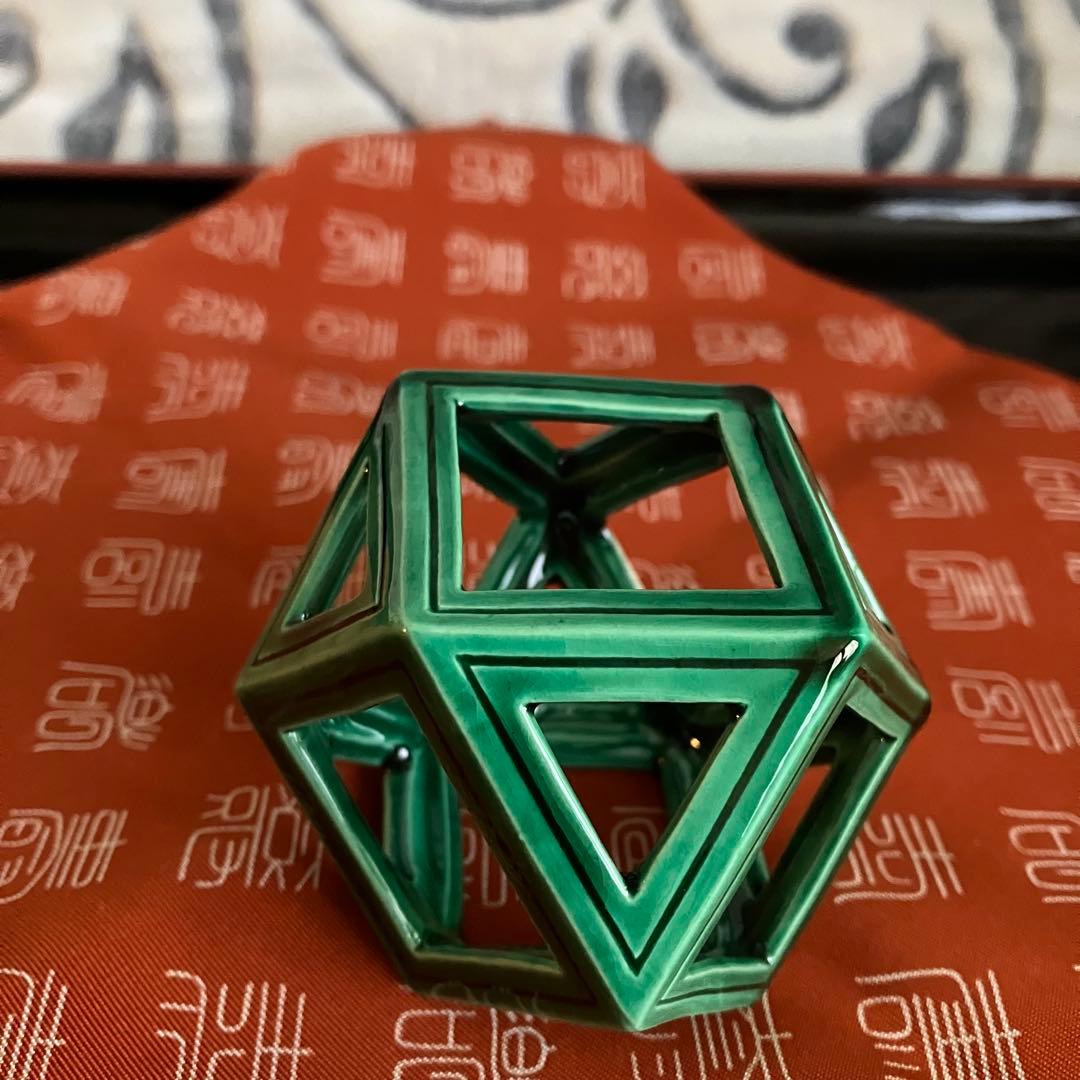 茶道具 中村翠嵐 青交趾切子 蓋置