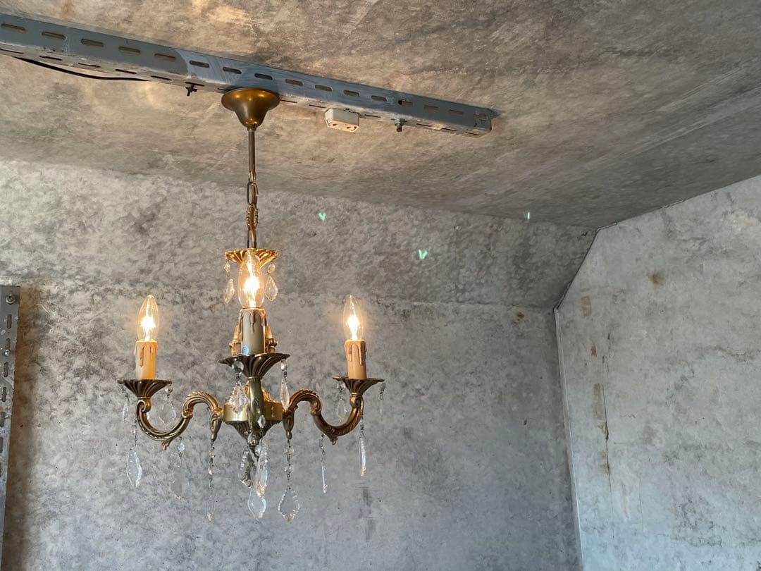 31. フランス アンティーク シャンデリア 3灯 キャンドル ガラスタッセル