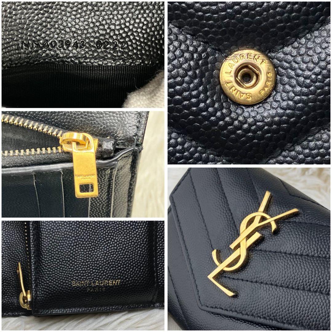 lily.✨サンローラン 三つ折り財布 YSL カサンドラ キャビアスキン