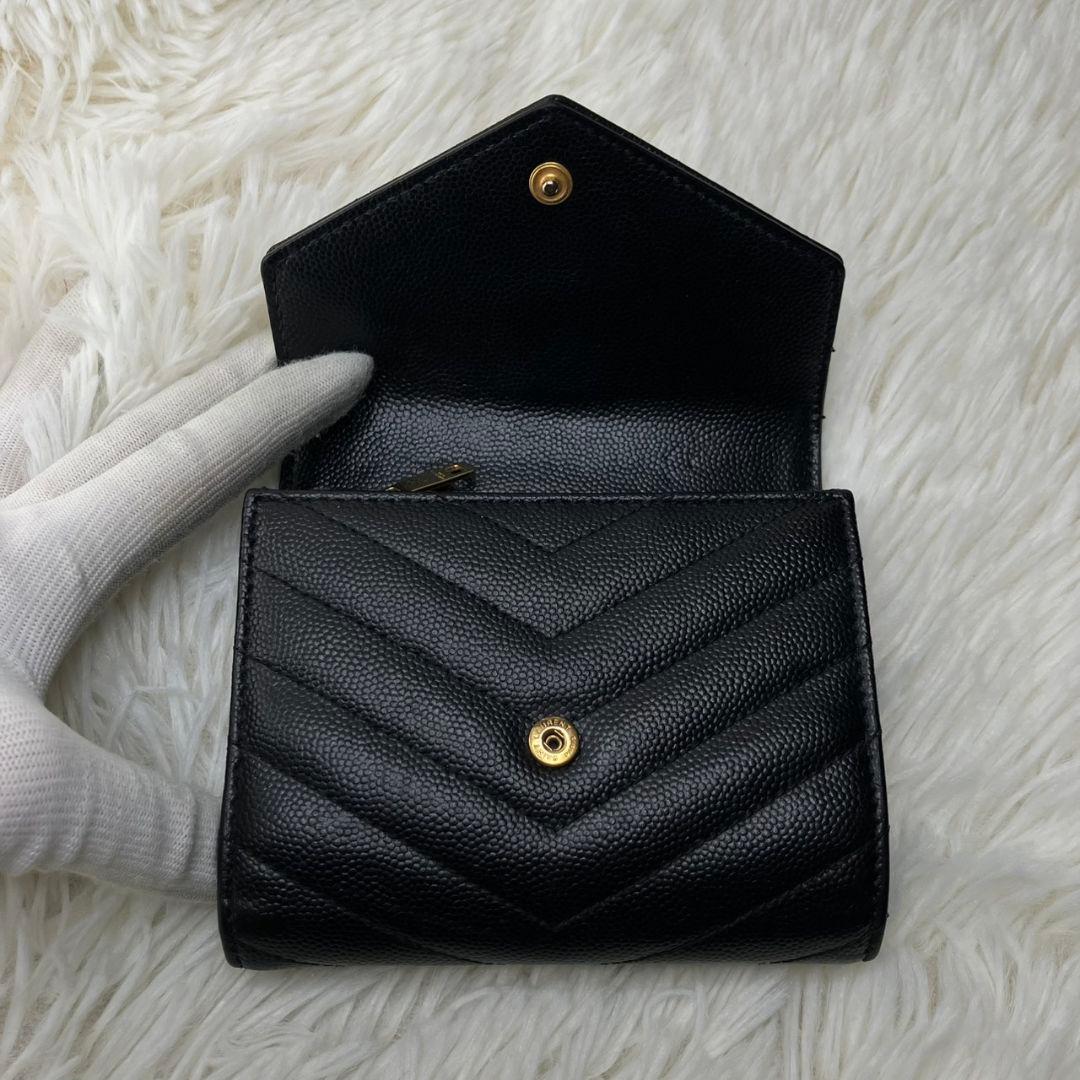 lily.✨サンローラン 三つ折り財布 YSL カサンドラ キャビアスキン