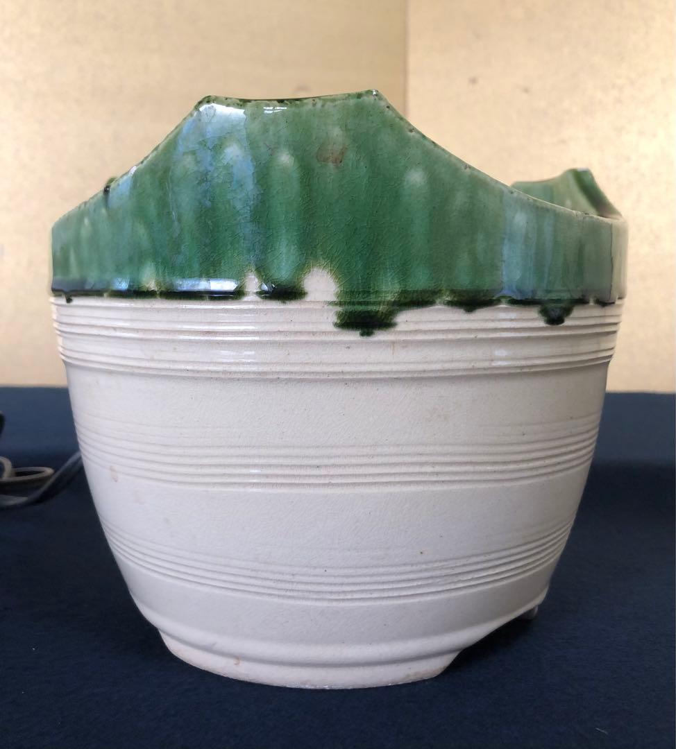 《R》野々田式 織部 江戸火鉢 電熱器 煎茶 茶道具　1f