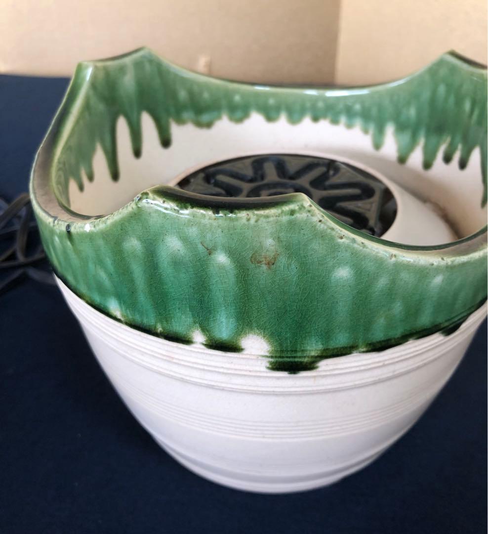 《R》野々田式 織部 江戸火鉢 電熱器 煎茶 茶道具　1f