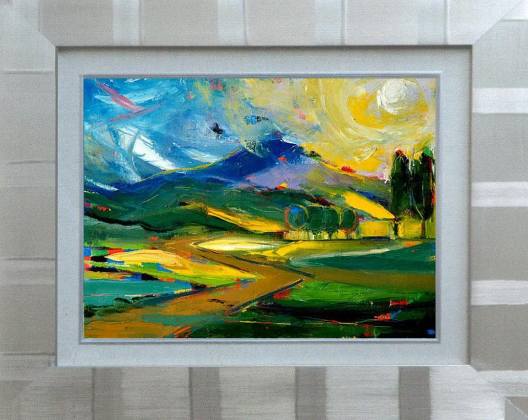 油絵 菅家令子 絵 絵画 インテリア F4-081411 風景 朝陽 夕陽 田園