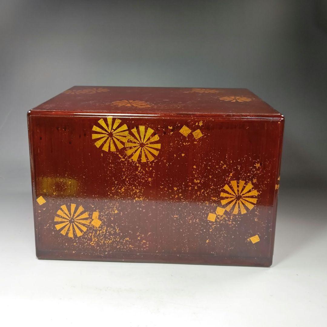 イ628 茶箱『前端雅峰造』『菊蒔絵　茶箱　木箱』茶道具