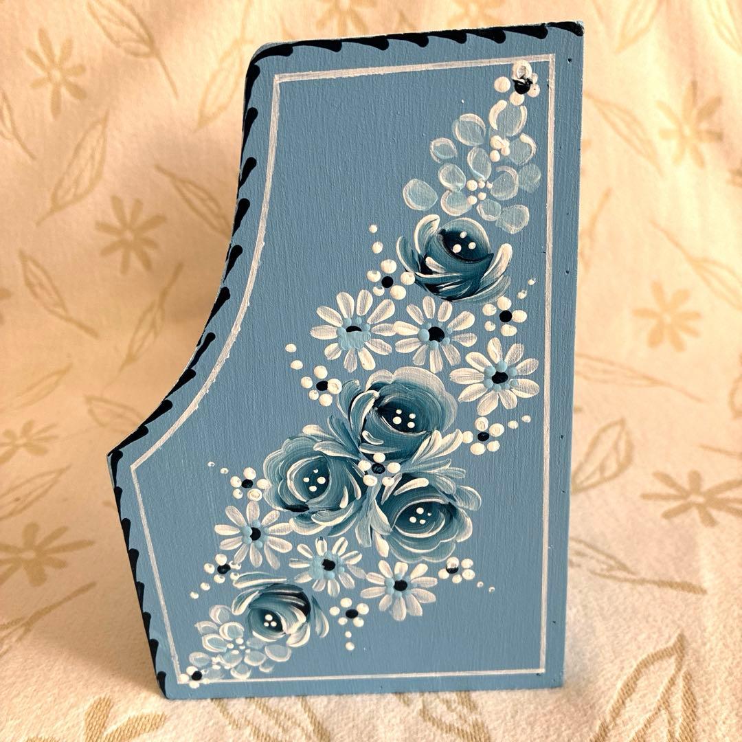 トールペイント 木製3段傾斜シェルフ、キャニスターラック、ディスプレイスタンド