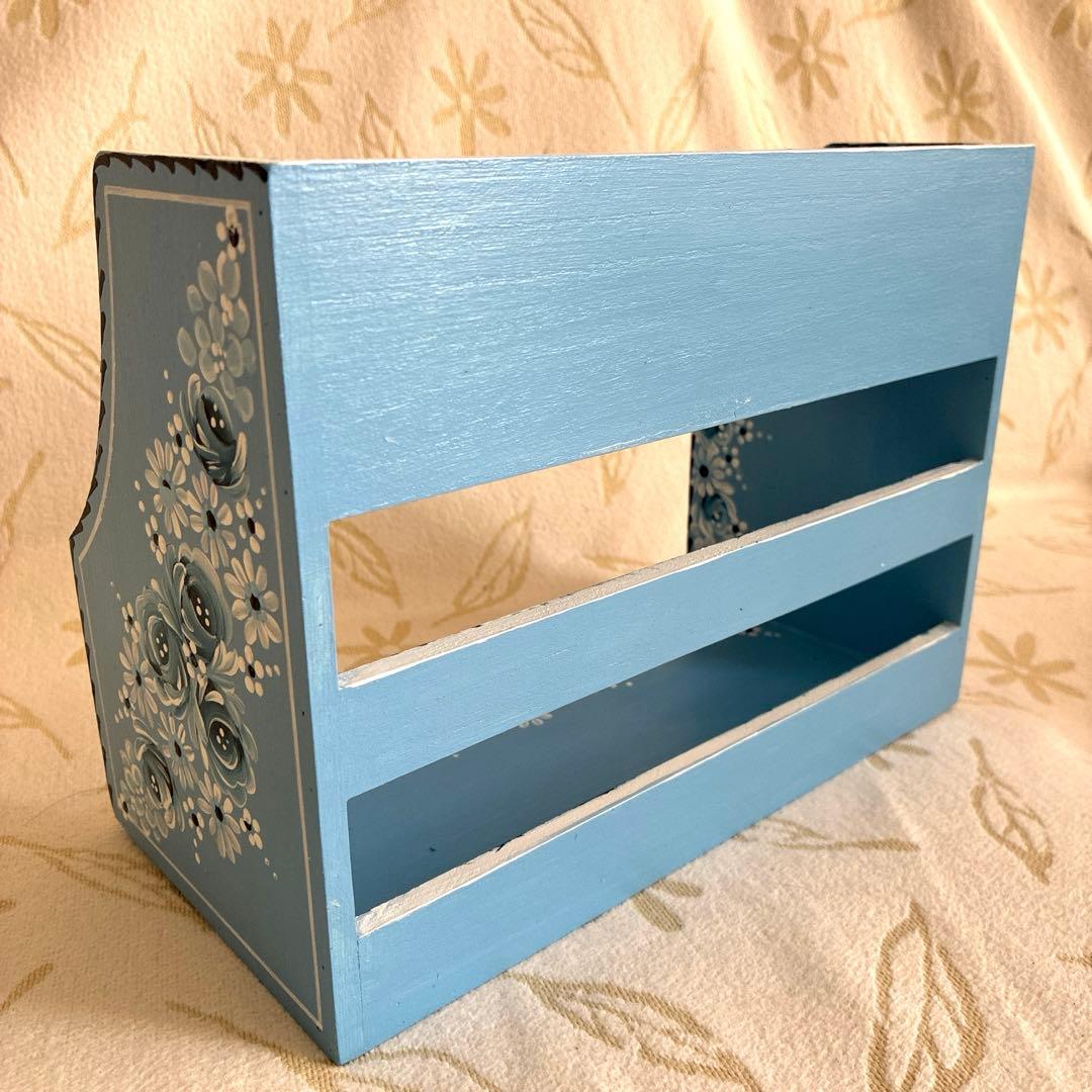 トールペイント 木製3段傾斜シェルフ、キャニスターラック、ディスプレイスタンド