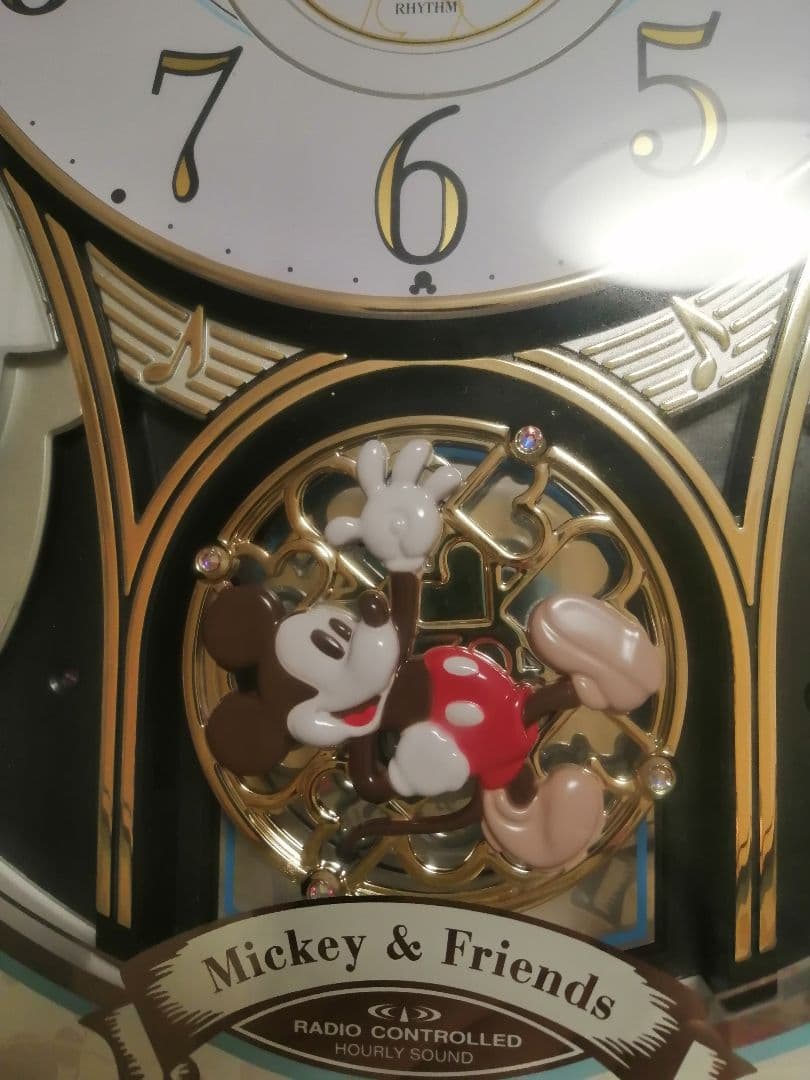美品　ディズニー　電波　からくり時計　リズム　M509 ミッキー&フレンズ