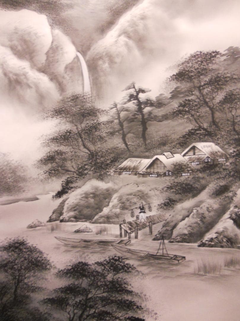 掛け軸 今井祥堂 水墨山水 絹本 希少 軸装 茶道具 掛軸 美品 です。