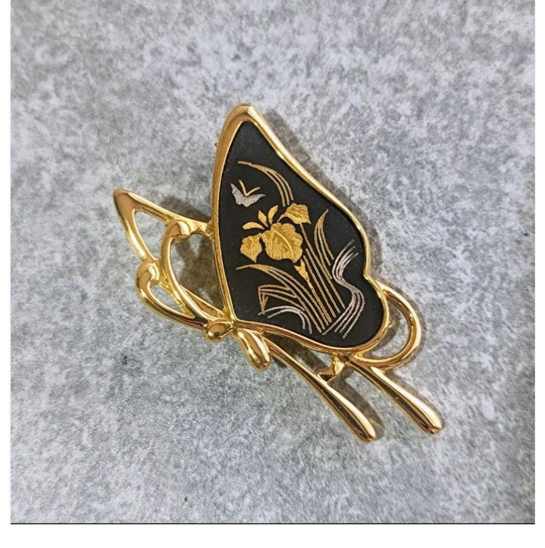 一級品 京都 伝統工芸 象嵌 ブローチ ☘純金はめ込み装飾☘