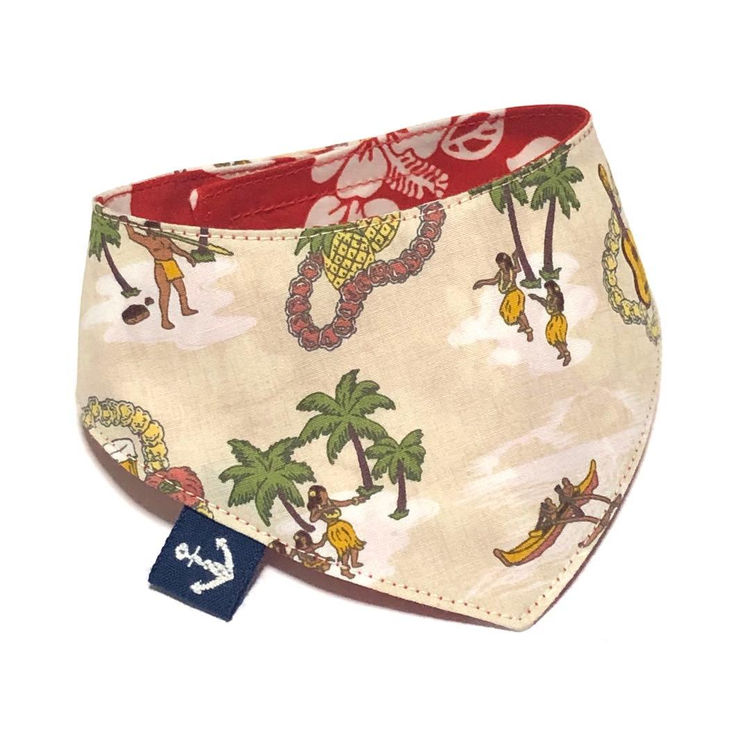 No.3026☘️ 犬猫用 リバーシブルバンダナ XSサイズ ハワイアン ベージュ