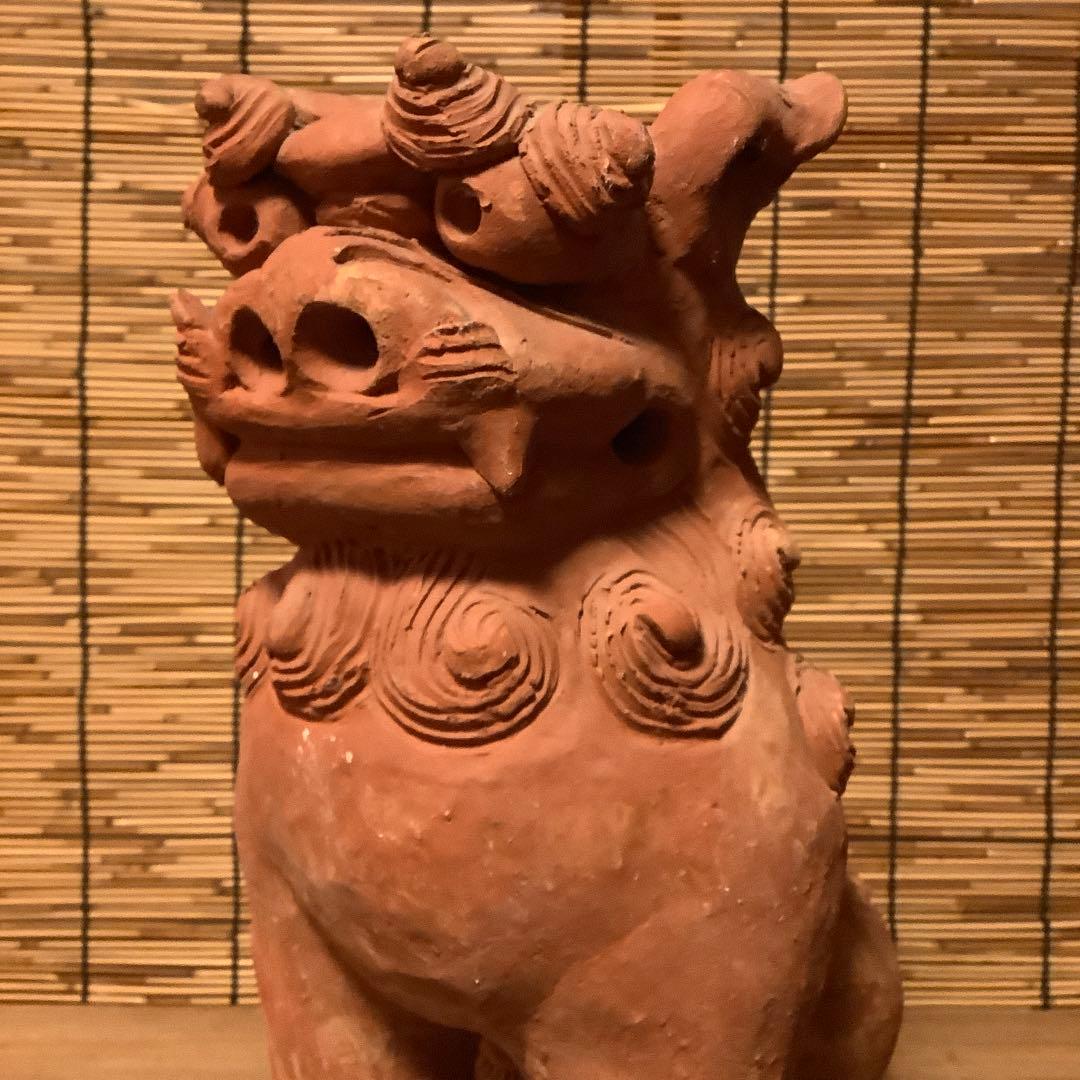 沖縄・名工「新垣榮用・壺屋焼シーサー」狛犬・榮用窯・荒焼・手ひねり・阿吽・銘刻印