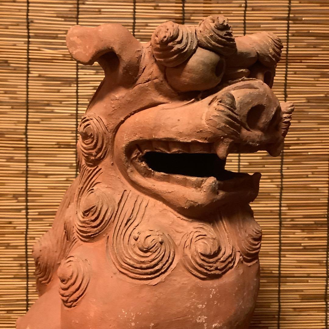 沖縄・名工「新垣榮用・壺屋焼シーサー」狛犬・榮用窯・荒焼・手ひねり・阿吽・銘刻印