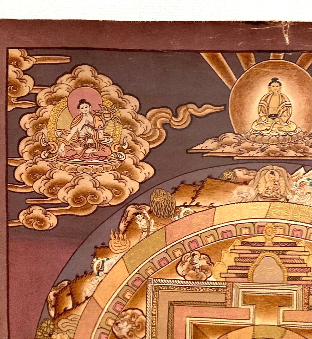 チベット　曼荼羅　マンダラ　カーラチャクラ　仏画　タンカ　掛軸　観音　菩薩　如来