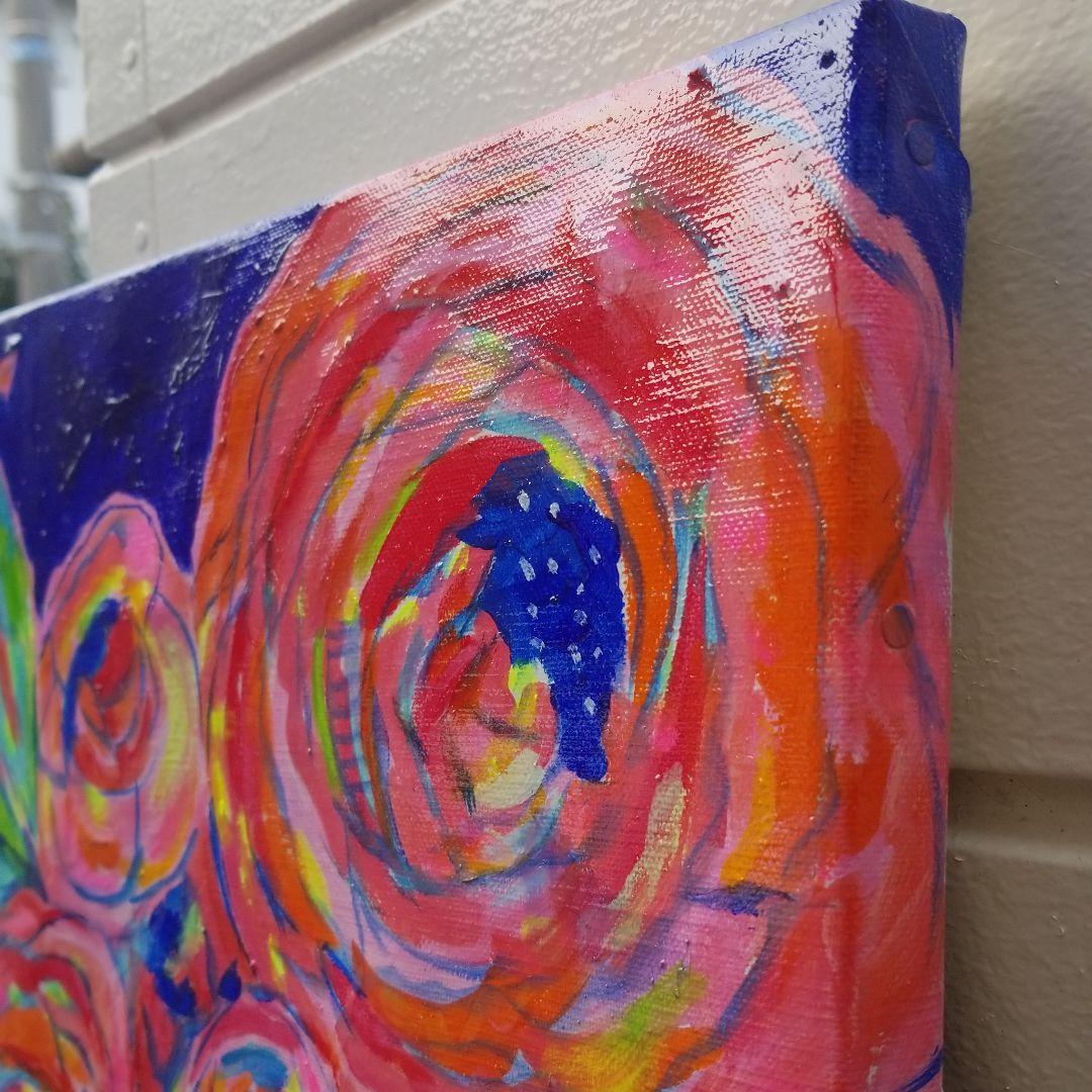 油絵　よっこ　まるまるとした大きいお花