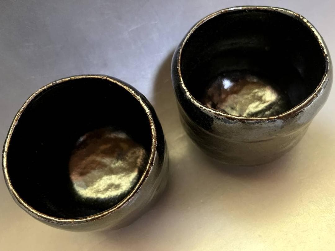 茶碗■黒楽 和楽 小茶碗 京焼 黒釉 小さい抹茶碗 お茶道具 時代物 骨董品■