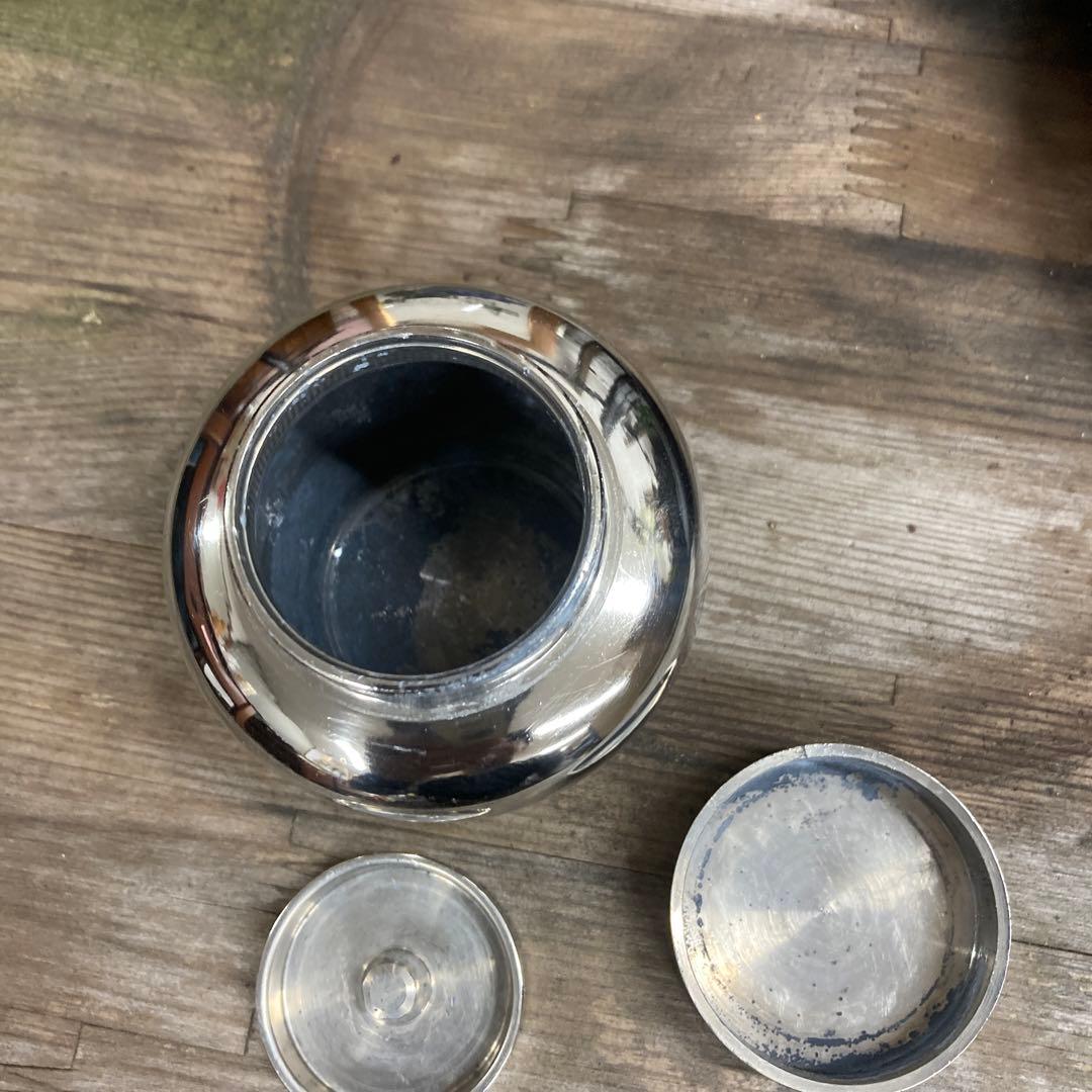 煎茶道具 茶壺 錫製 乾茂號造 茶入 在銘 約290g