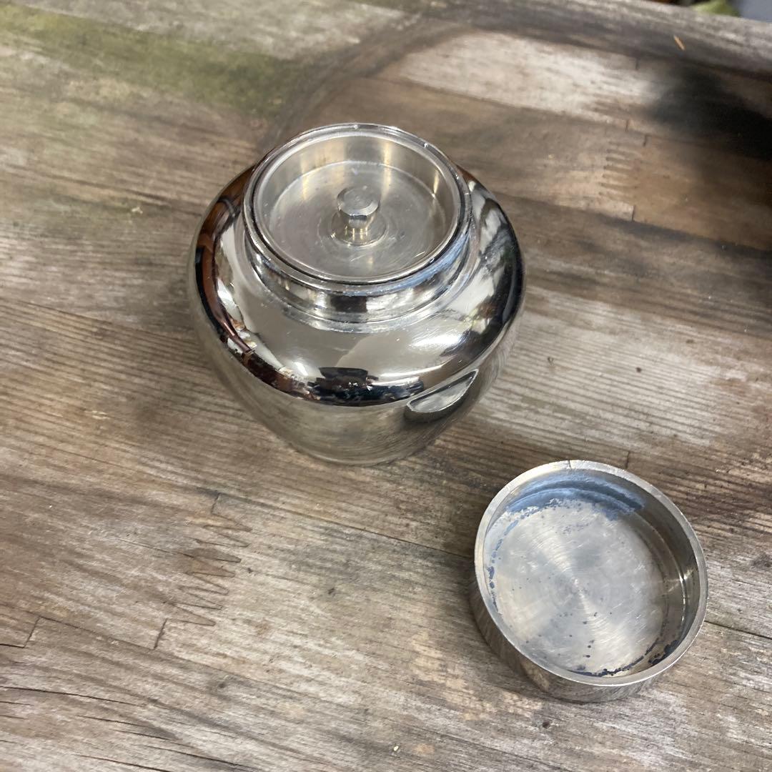 煎茶道具 茶壺 錫製 乾茂號造 茶入 在銘 約290g