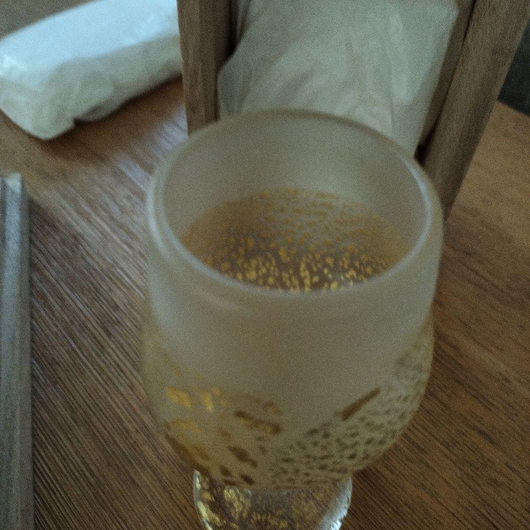 藤田喬平 手吹硬質金彩ワイングラス 共箱 美品 文化勲章受章