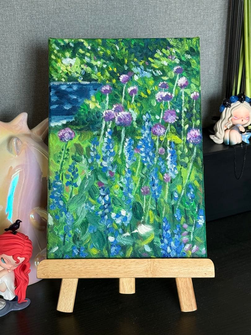 「ガーデンの午後」　手描き　油絵　風景画　原画　油彩画