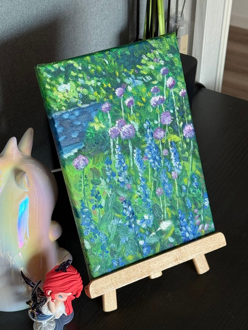 「ガーデンの午後」　手描き　油絵　風景画　原画　油彩画