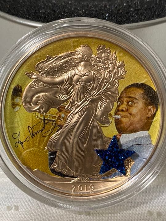 2019　アメリカンイーグル　リバティ　ルイアームストロング　天然石　銀貨