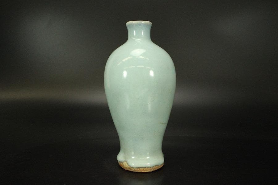 中国美術 天青釉 梅瓶 高17cm ZE216