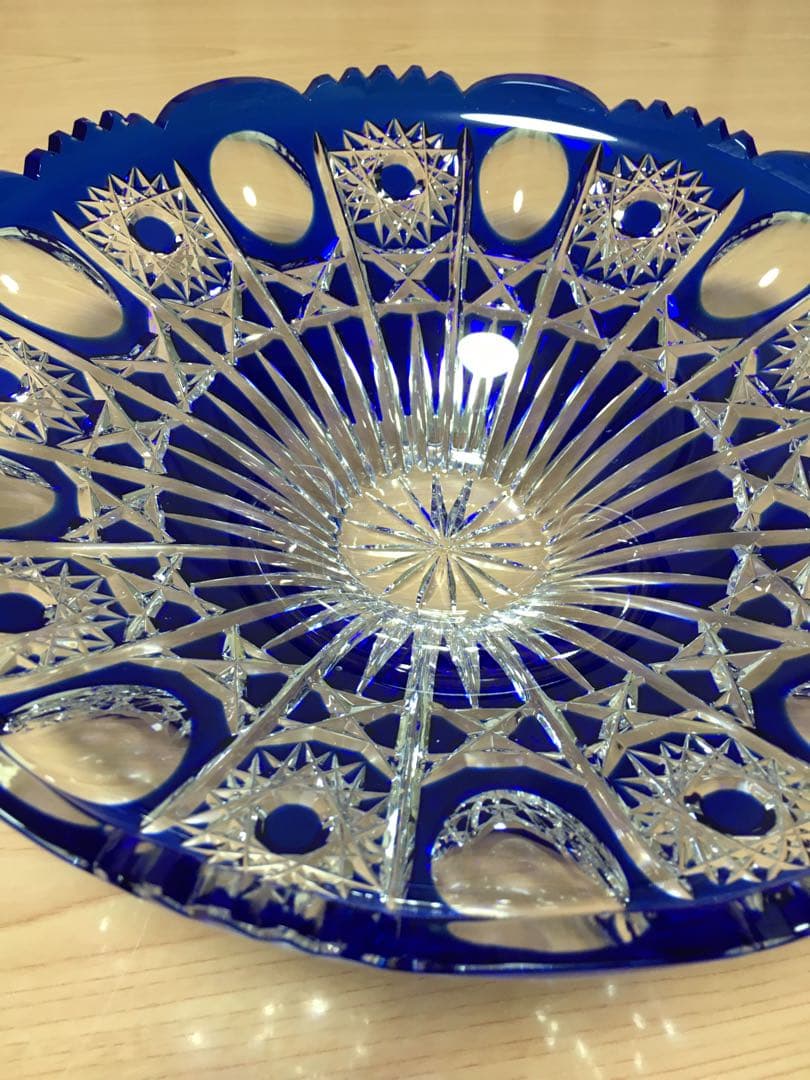 ポロニア　クリスタルガラス　切子　フルーツ盛鉢　大鉢　ポーランド製　果物盛鉢