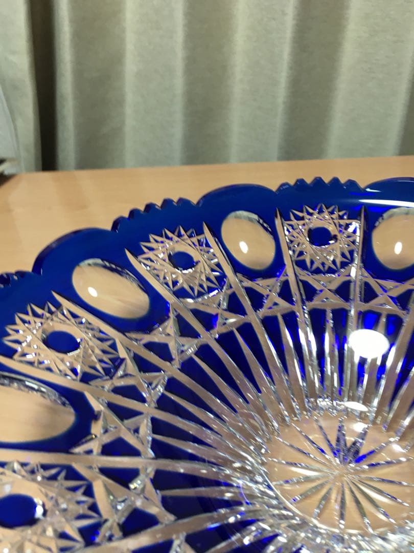 ポロニア　クリスタルガラス　切子　フルーツ盛鉢　大鉢　ポーランド製　果物盛鉢