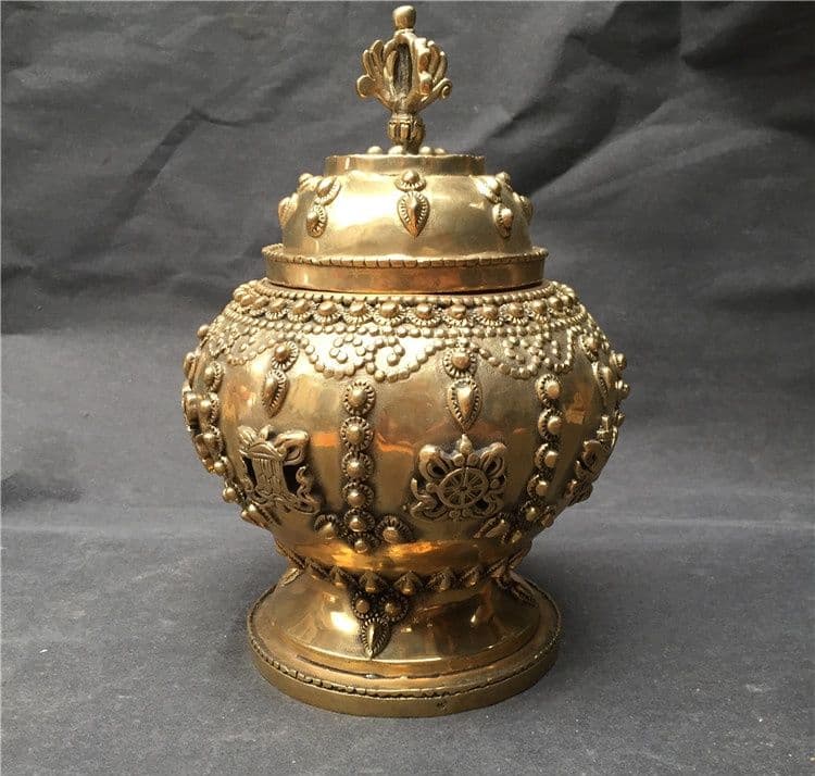 銅器 八宝缶 招財 聚宝缶 鎮宅 辟邪 開運 風水 置物 工芸品