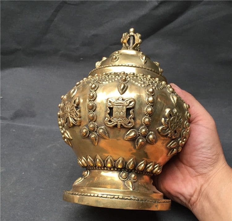 銅器 八宝缶 招財 聚宝缶 鎮宅 辟邪 開運 風水 置物 工芸品