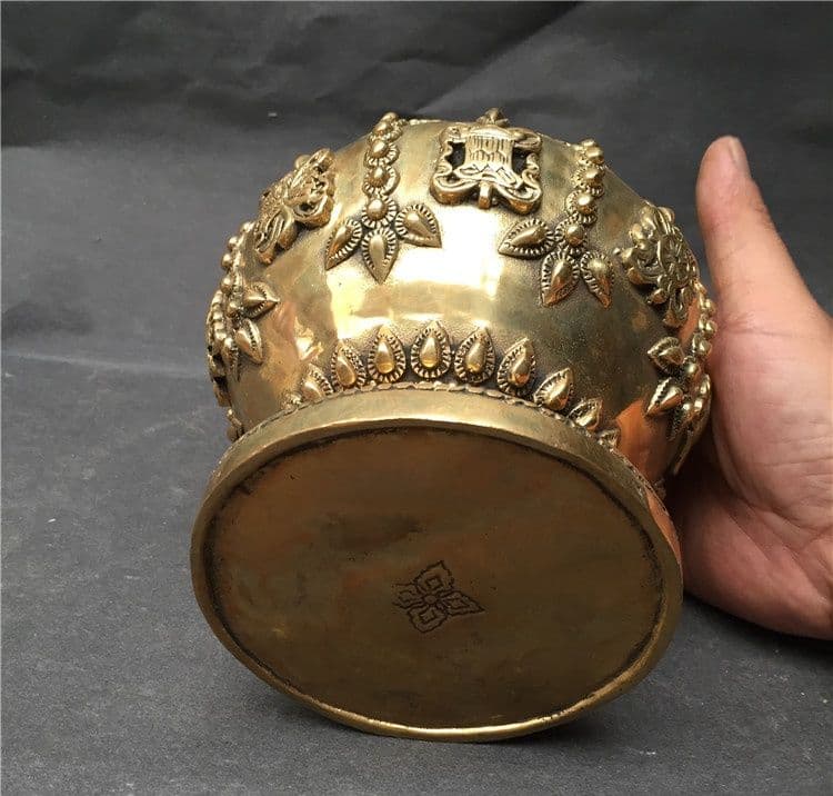 銅器 八宝缶 招財 聚宝缶 鎮宅 辟邪 開運 風水 置物 工芸品