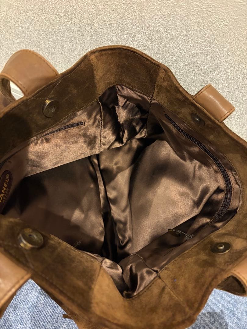 シャネル スエード×レザー ココマーク ショルダー トート フリンジ ビンテージ