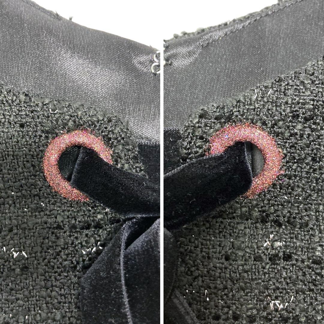 IRMA イルマ ネックリボン ティアードフリル ミニドレス ブラック