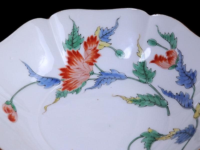 大聖寺伊万里　色絵　芙蓉の図　膾皿　F041AS-CQv