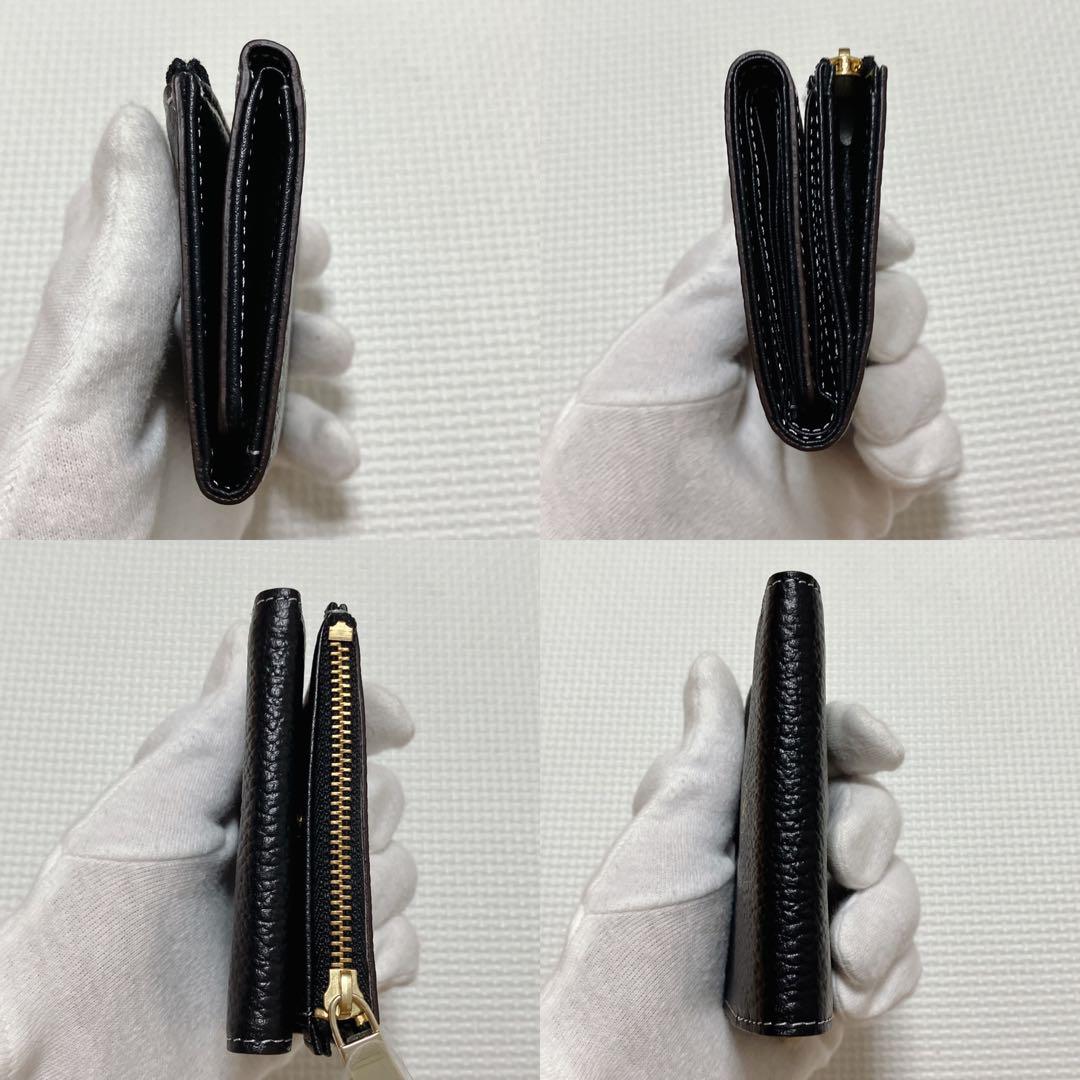 ・未使用russet ラシット　レザー三つ折り財布　ミニ財布　ブラック　箱付き