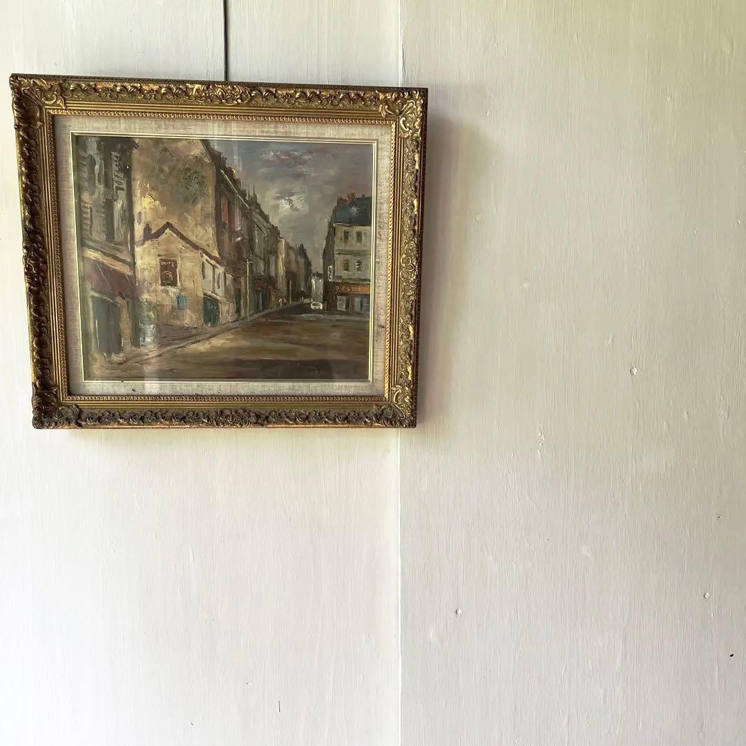 佐伯与吉郎　原画　パリ　古い郊外　油彩画 油絵 風景画 F8号