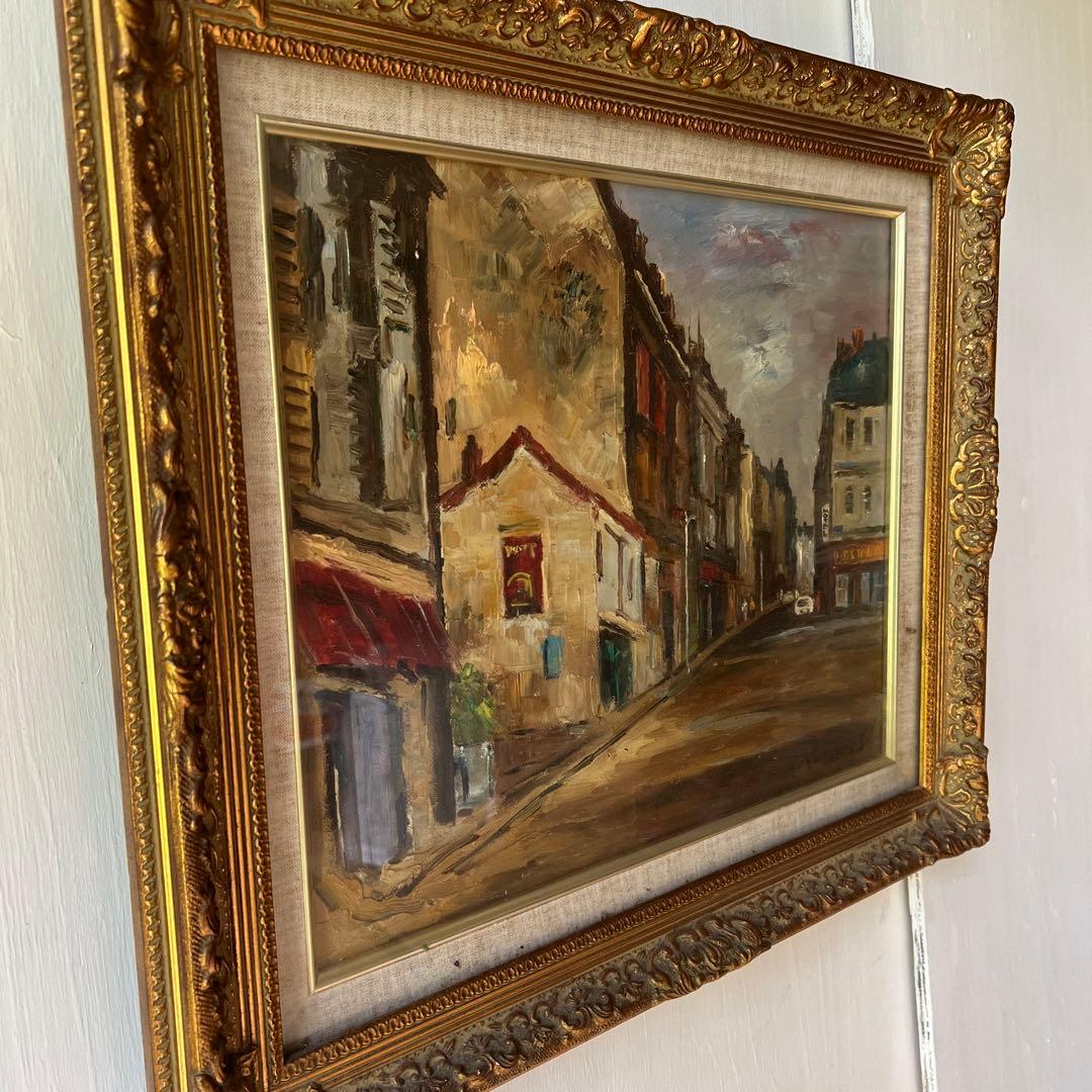 佐伯与吉郎　原画　パリ　古い郊外　油彩画 油絵 風景画 F8号